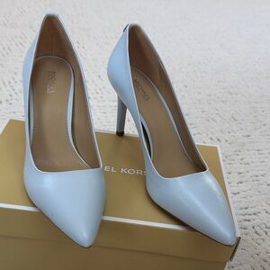 Michael Kors Light Blue Pointed-Toe Leather Pumps